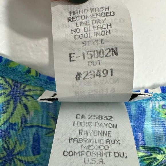 La Blanca Coverup Size L Blue Floral Dress Vintage Hawaiian - Picture 3 of 9